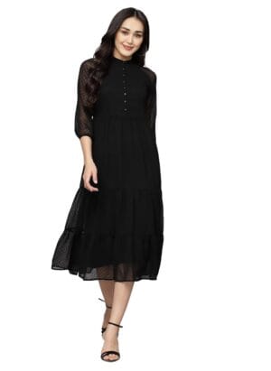 AAYU Solid FIT & Flare Dress for Women