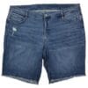 HAPPENING Plus Size Women SLIM FIT Stretchable Denim Shorts(Bermuda)- MID RISE -Distressed - Faded Mid Blue color - Waist Size (2XL) 36 to (7XL) 46 inches