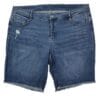HAPPENING Plus Size Women SLIM FIT Stretchable Denim Shorts(Bermuda)- MID RISE -Distressed - Faded Mid Blue color - Waist Size (2XL) 36 to (7XL) 46 inches