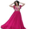FOXDX Womens Faux Georgette Sequence Embroidered Ankle Length Anarkali Gown