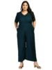 Standard Generic PrettyPlus by Desinoor com Plu Size womens Solid Teal Blue color Jumpsuit on Rayon fabric.