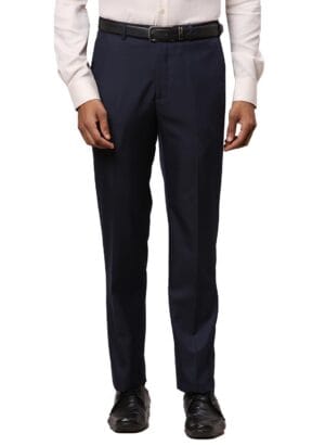 Raymond Men's Solid Pattern Contemporary Fit Polyester Blend Flat Front Formal Trouser