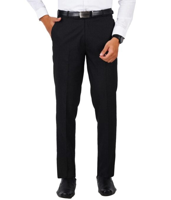 McHenry Men's Stretchable Wrinkle Free self Design Formal Trousers for Men