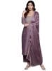 DEVIK FASHION Women's Zari Work Chiffon Regular Fit 3/4 Sleeve Lightweight Ethnic Wear Kurti Pant and Dupatta Set (D_F_00860)