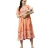 DUMMY SHAPE Maternity Dress for Women | Anarkali Feeding Kurti Gown for Mothers with Nursing Zippers for Breastfeeding in Cotton Viscose | Pregnancy Gifts
