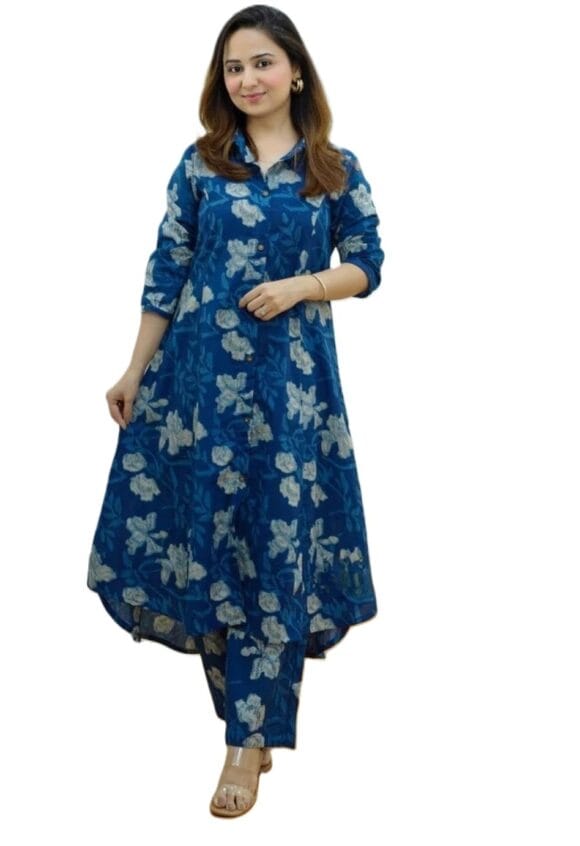 DHRUVI TRENDZ Womens Rayon Co-ord Set Regular Fit Casual (DT-W1818&TR875_Blue_XL)