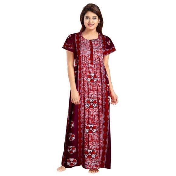 for Women Cotton Printed Maxi Gown Ankle Length Nighty Night Dress Gown for Women Maxi - Free Size (Pack of 2) - Image 3