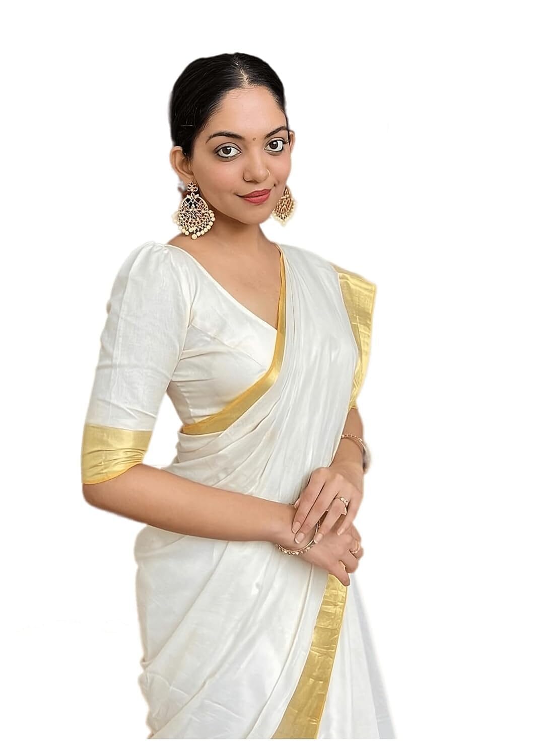 Yashika Women's Trendy Cotton Silk Saree with Blouse Material|| Pongal Special South Indian kerala Saree With Blouse Piece||(AZ-YS-OG-PONGAL ONAM-P)