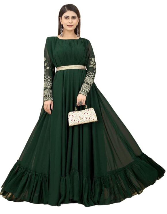 Georgette Green Gown for Womens (FB-ES-E6014)