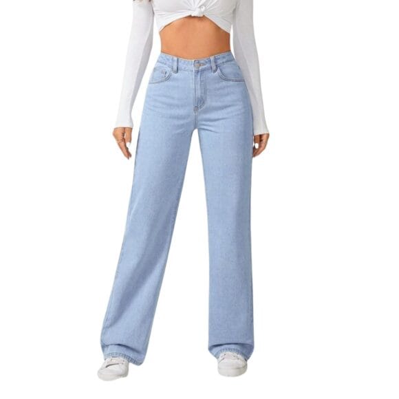 NU CLOTHS Women High Waist Wide Leg Baggy Denim Jeans WD_ICE_0H_P