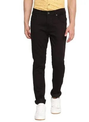 Cantabil Blue Solid Cotton Denim Flat Front Mid Rise Full Length Regular Fit Casual Jeans for Men | Denim for Mens | Mens Full Length Cotton Casual Jeans (P-MDNM00175_NAVY)