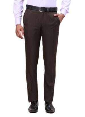 Raymond Men's Contemporary Fit Solid Pattern Poly Viscose Blend Flat Front Formal Trouser