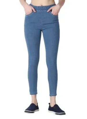 Skinny Fit Stretchable High Waist Ankle Length Jeggings for Women