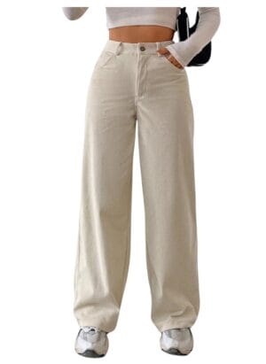 NUCOUTHS Women's & Girls' Solid High Waist Denim Stretchable Relaxed Fit Jeans (NUC-409_WD_Cream_1Z)