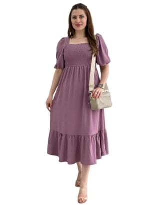 Sheetal Associates Women Casual Regular Sleeves Crepe Solid Fit and Flare Dress - Pack of 1
