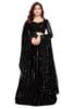Women's Gerogette Semi Stitched Black Lehenga Choli