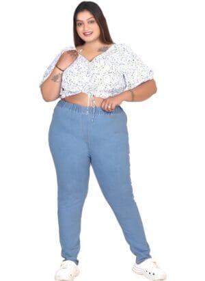 FITWINGS High Waist Plus Size Women's Denim Slim Fit Stretchable Jeggings