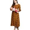 DUMMY SHAPE Maternity Dress for Women | Anarkali Feeding Kurti Gown for Mothers with Nursing Zippers for Breastfeeding in Cotton Viscose | Pregnancy Gifts