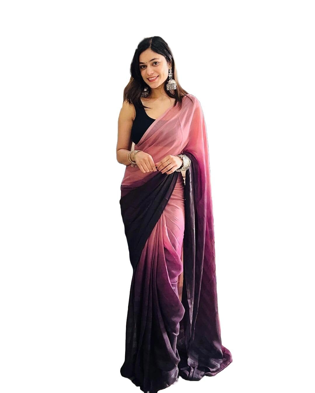 Avantika Fashion Women's Chiffon Ready To Wear Saree With Unstitched Blouse Piece ..