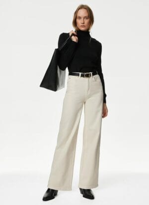 Marks & Spencer Womens Light Wash High Rise Wide Leg Jeans