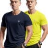 EYEBOGLER Mens Round Neck Half Sleeve Solid Dry Fit Tshirt Pack of 2