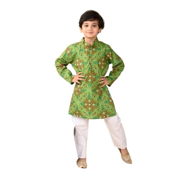 superminis Boys Cotton Full Sleeves Bandhani Printed Kurta And Pyjama Set