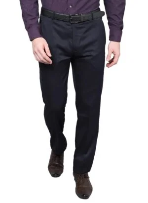 Cantabil Men Navy Blue Regular Fit Formal Trouser (P_MTRF00059_Navy)