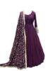 Standard Generic FOXDX Women's Georgette Solid Ankle Length 3/4 Sleeve Anarkali Gown Set with Floral Embroidered Dupatta Set