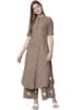 Pure Cotton Floral Printed Kurti With Palazzo Set (Brown)
