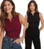 Polo Collared Spaghetti Full Length Tops for Women |Regular Fit Sleeveless Top for Women | Casual and Trendy Design Top for Women and Girls - Combo Pack (Maroon)