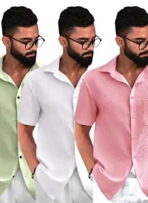 Pinkmint Popcorn Regular Fit Half Sleeve Shirt for Men Combo Casual Shirt ll Sumeer Wear