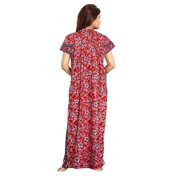 for Women Cotton Printed Maxi Gown Ankle Length Nighty Night Dress Gown for Women Maxi - Free Size (Pack of 4) - Image 8