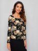 Standard Generic Dream Beauty Fashion Women's Full Sleeve Square Neck Printed Fitted Tee -23" Inches (Sania-Top)