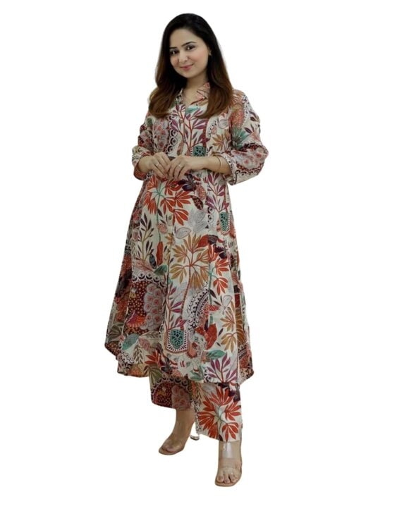 Leriya Fashion Kurta Set for Women | Women Kurta | Women Kurta Sets Kurtis | Women Kurta Pant Set | Women Kurta Pant Set Women Kurti Set with Pant | Women Kurta set (Large, Multicolor)
