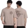 BULLMER Black Trendy Front and Back Printed oversized Round Neck T-shirt for men
