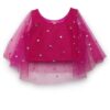 studio rasa Girls Net Sequins Embroidered Kids Cape Top for Festive Wedding