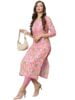Standard Generic GoSriKi Women's Cotton Blend Floral Straight Kurta with Pant