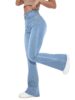 & Girls' Solid High Waist Flare Leg Stretcheble Denim Jeans