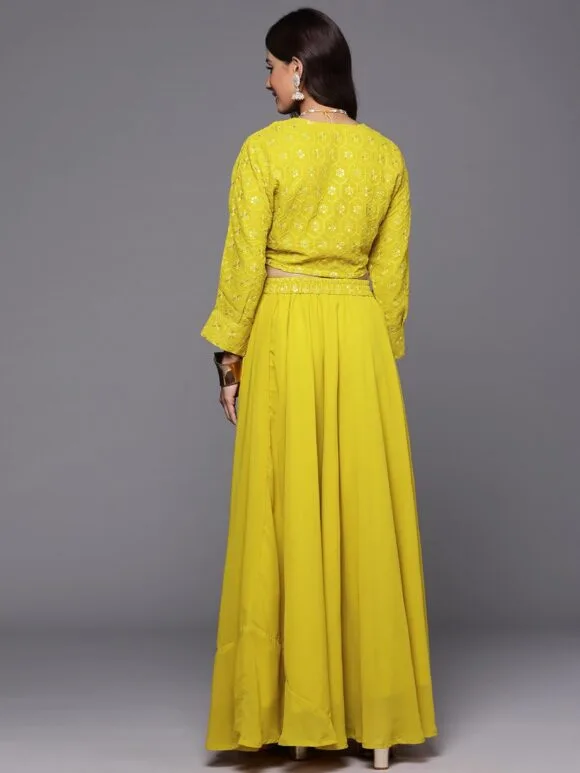Embroidered Poly Georgette Lehenga Set - Image 3
