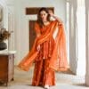 Women's Rayon Gold Printed Kurta Sharara with Chiffon Dupatta Set
