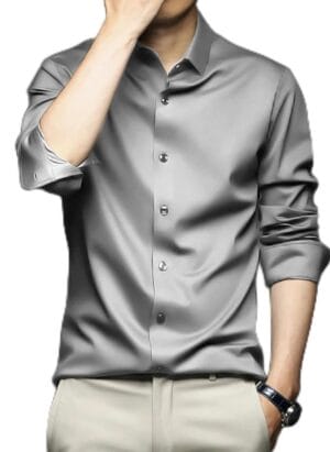 CVC Men Regular Fit Full Sleeve Satin Silk Shirt.