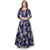 Standard Generic Mudrika Women's Full Sleeves Fit and Flare Rayon Printed Long Gown (Free Size Upto XXL)