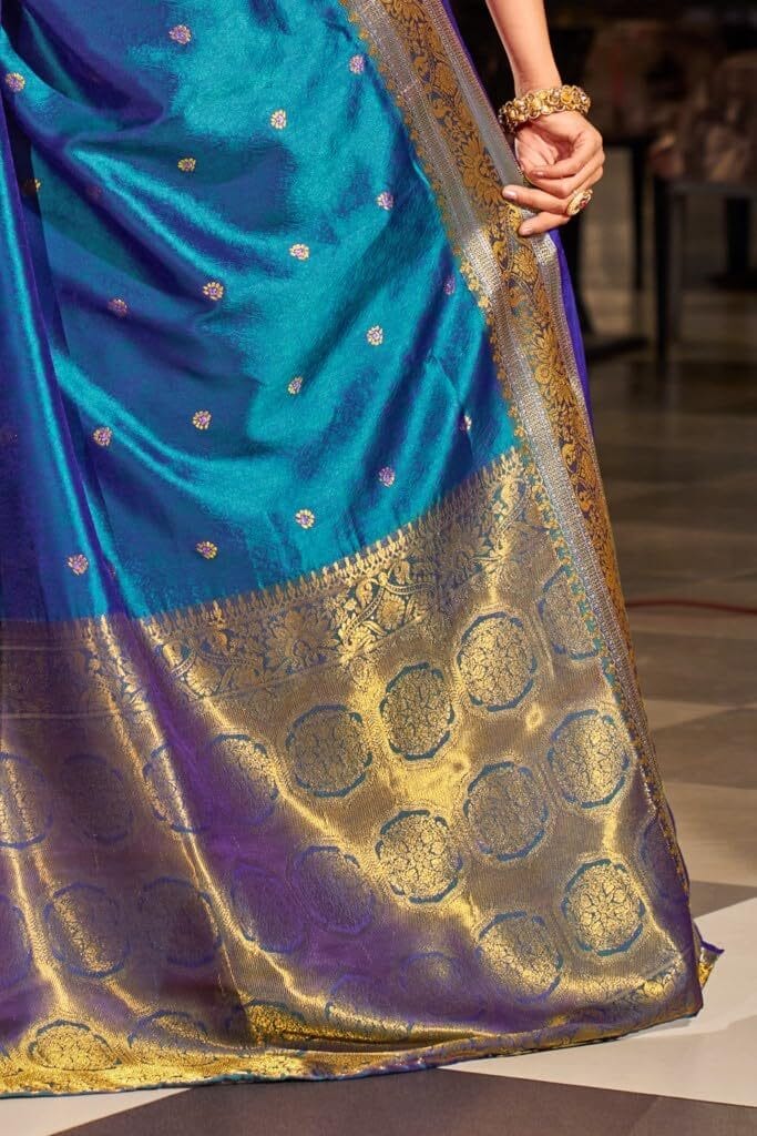 Kanjivaram Silk Saree with Zari Woven Saree With Blouse Piece - Image 6