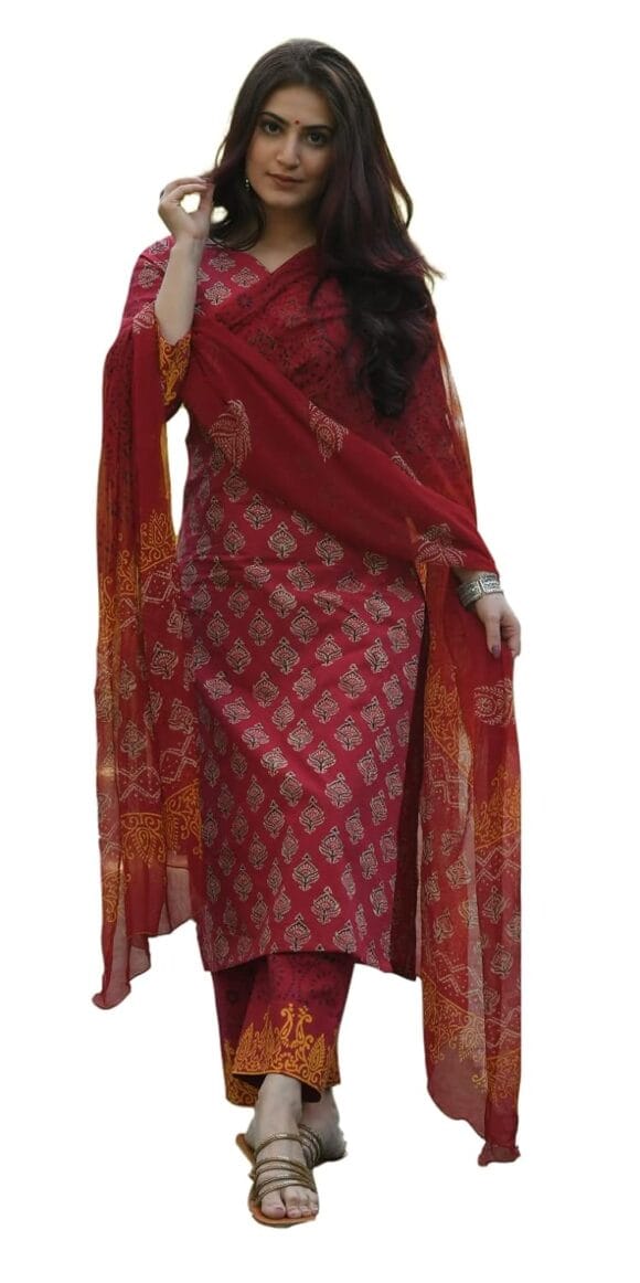 Printed kurta and pant Set With Dupatta