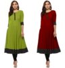 Cotton Regular Wear Anarkali Kurtis Dresses for Ladies Girls - Combo Pack of 2