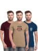 BULLMER Mens Regular Fit Printed Round Neck Cotton Tshirt Pack of 3