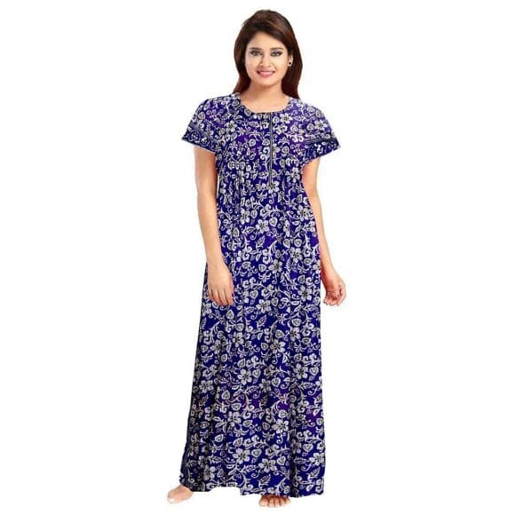 for Women Cotton Printed Maxi Gown Ankle Length Nighty Night Dress Gown for Women Maxi - Free Size (Pack of 4) - Image 9