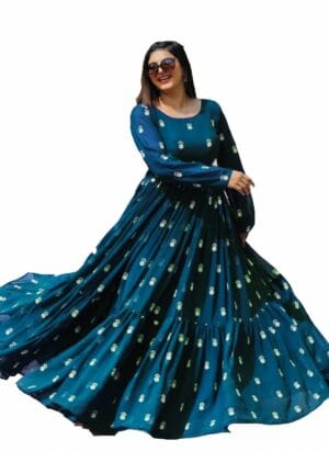 LAZZLY Women's Stylish Georgette Ankle Length Full Flared Anarkali Kurta