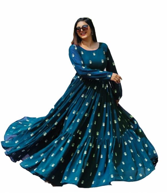 LAZZLY Women's Stylish Georgette Ankle Length Full Flared Anarkali Kurta