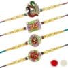 Riddhika Ventures Fabulous Gold Plated Meenakari Rakhi (Set of 4) with Roli Chawal and Greeting Card (P4P5P6P7)